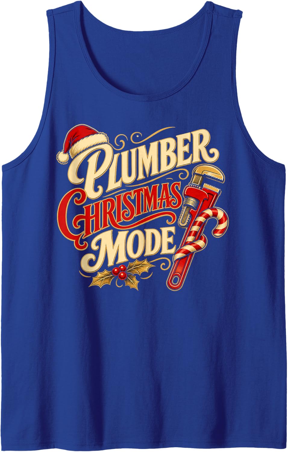 Plumber Christmas Mode Holiday Sleeveless Tank Top - Royal Blue