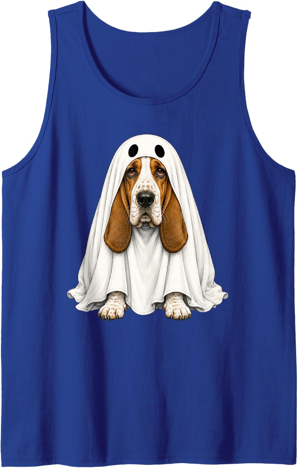 Basset Hound Dog Ghost Halloween Sleeveless Tank Top - Royal Blue
