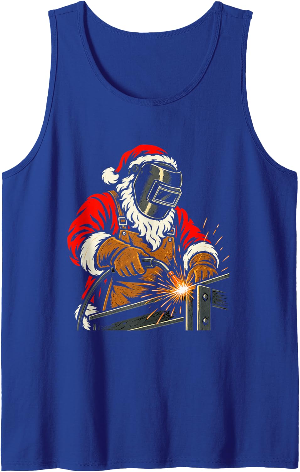 Welder Santa Christmas Welding Metal Fabrication Shop Humor Sleeveless Tank Top - Royal Blue