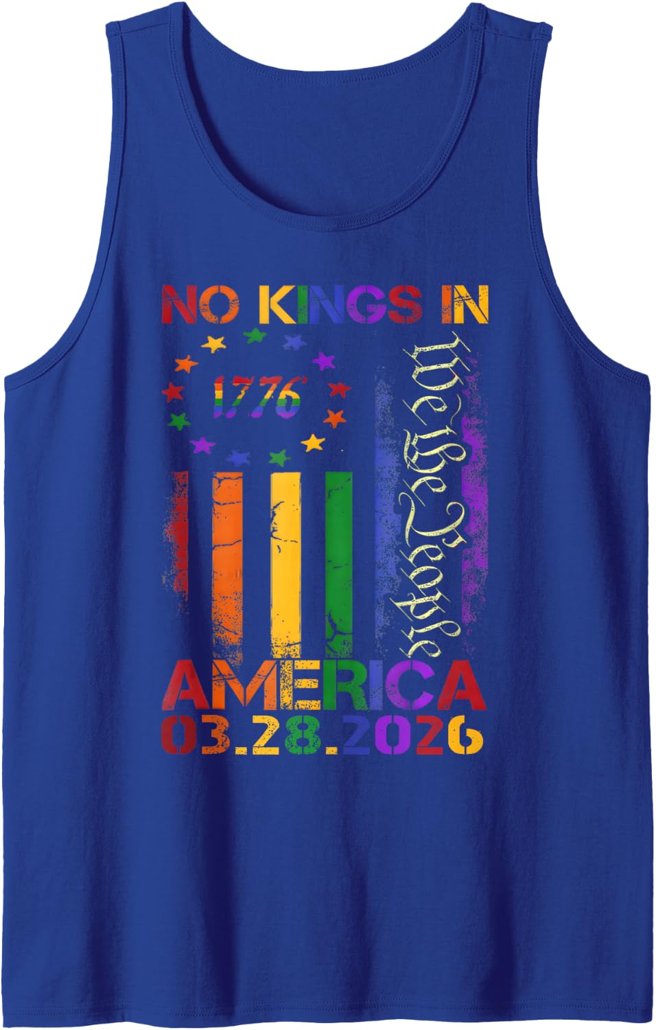 No Kings March 28 2026 No Kings Day Vintage Funny Men Women Sleeveless Tank Top - Royal Blue