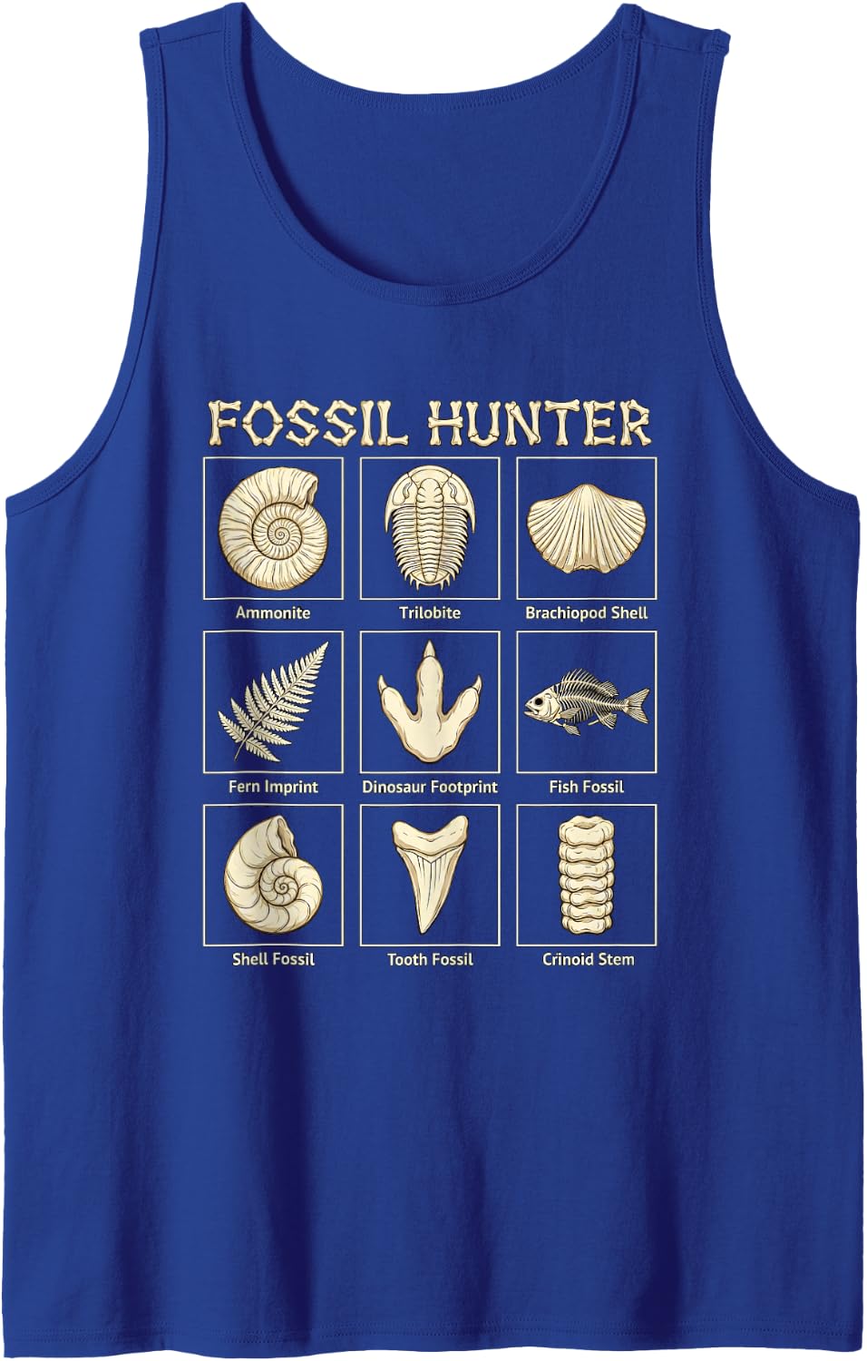 Fossil Hunters Paleontology Prehistoric Dig Graphic Tank Top - Royal Blue