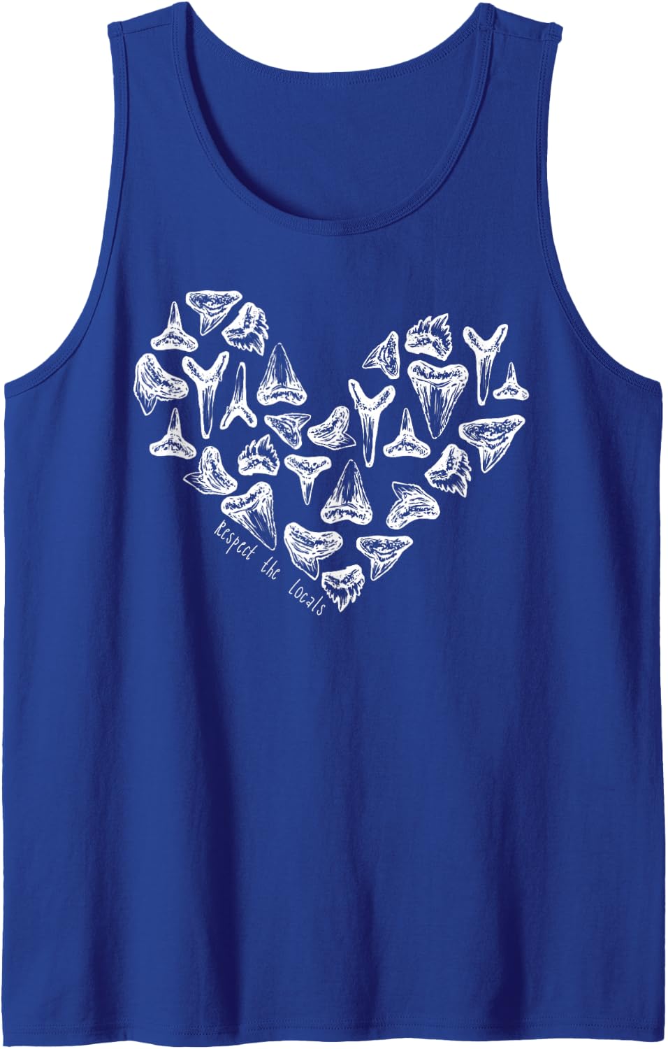 Types of Sharks Tooth Heart Marine Biology Fossil Collector Sleeveless Tank Top - Royal Blue