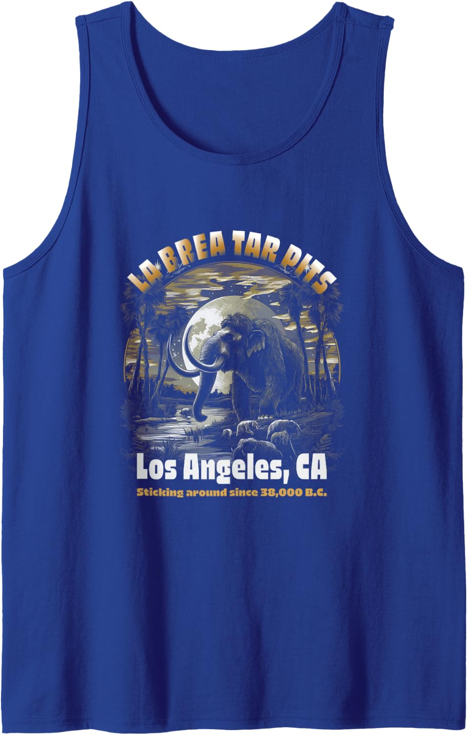 Los Angeles La Brea Tar Pits Columbian Mammoth Tank Top - Royal Blue