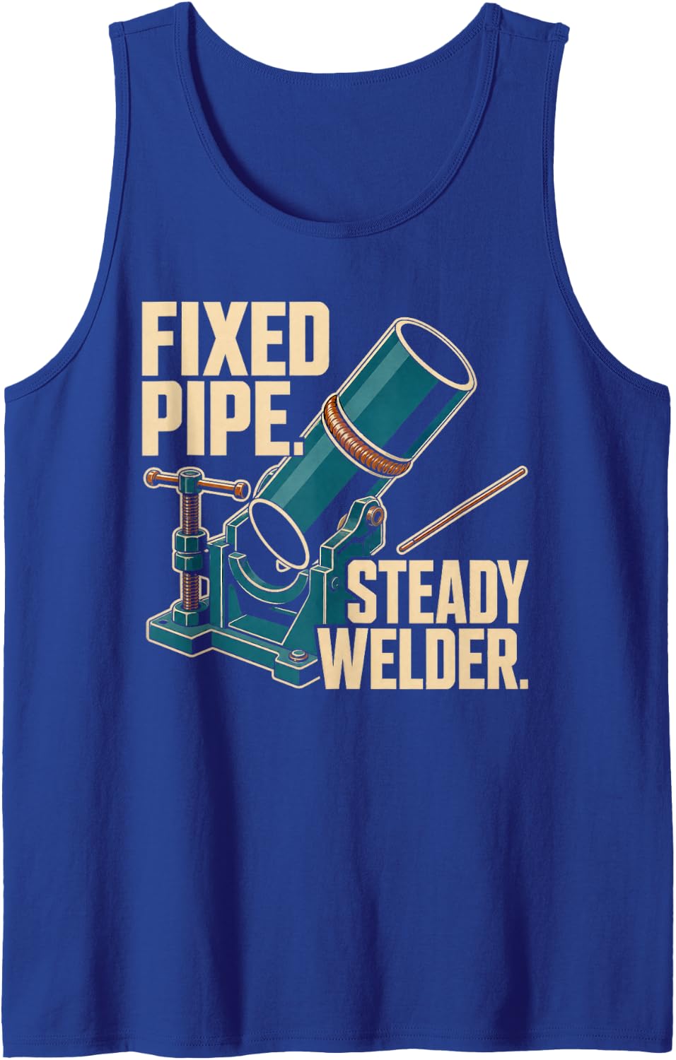 Fixed Pipe Steady Welder Welding Pipefitter Sleeveless Tank Top - Royal Blue