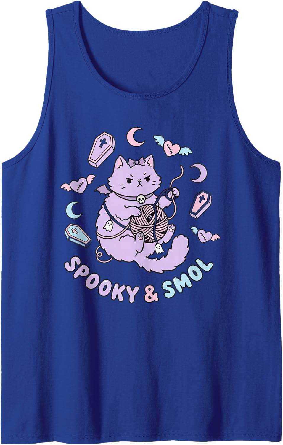 Halloween Pastel Cat Spooky & Smol Kawaii Mood Tank Top - Royal Blue