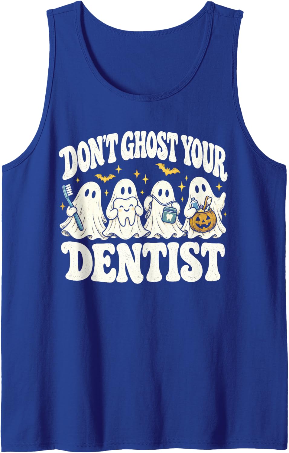 Don't Ghost Your Dentist Halloween Ghost Oral Health Sleeveless Tank Top - Royal Blue