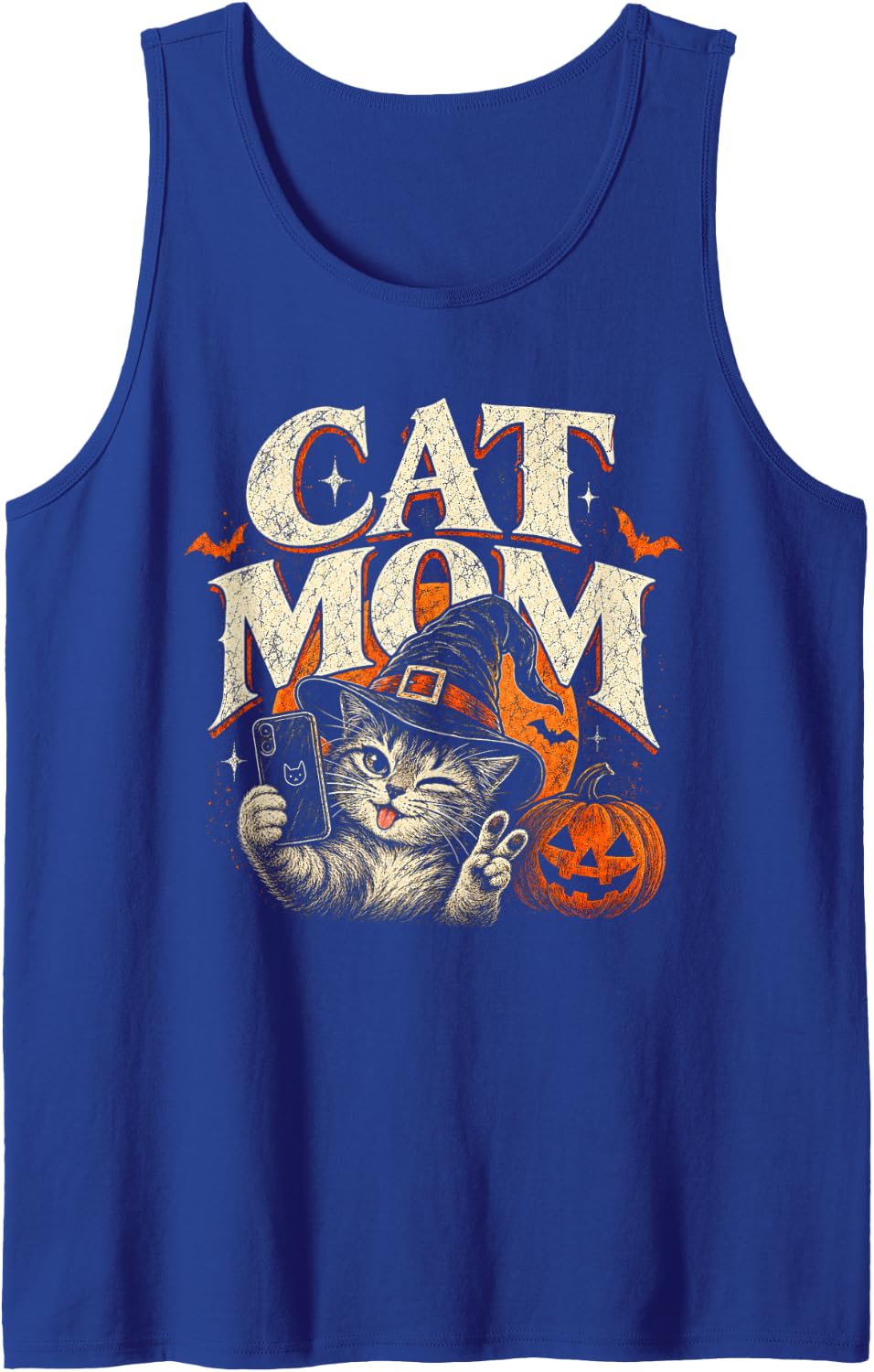 Halloween Cat Mom Pet Lover Sleeveless Tank Top - Royal Blue
