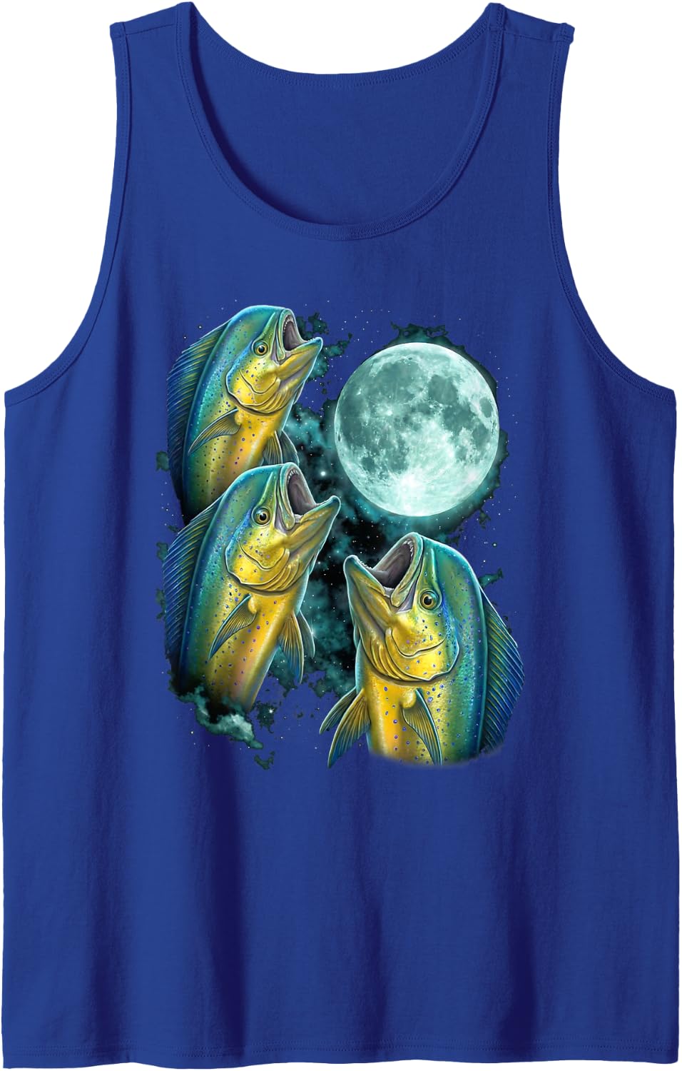 Howling Fish Mahi Mahi Angling Graphic Sleeveless Tank Top - Royal Blue