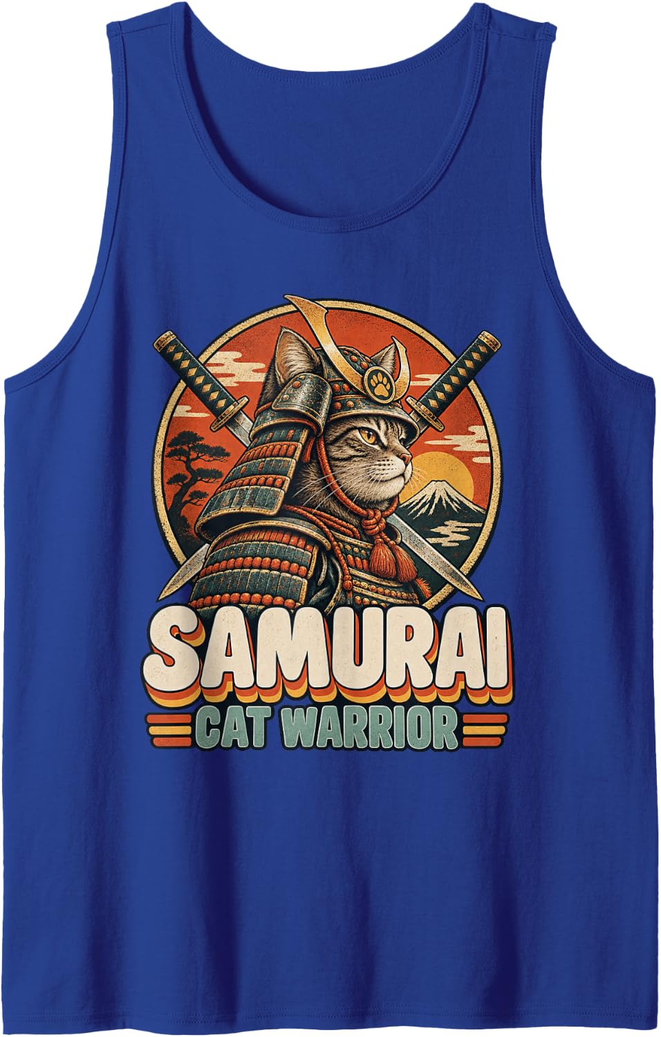 Japanese Graphic Sleeveless Tank Top - Royal Blue
