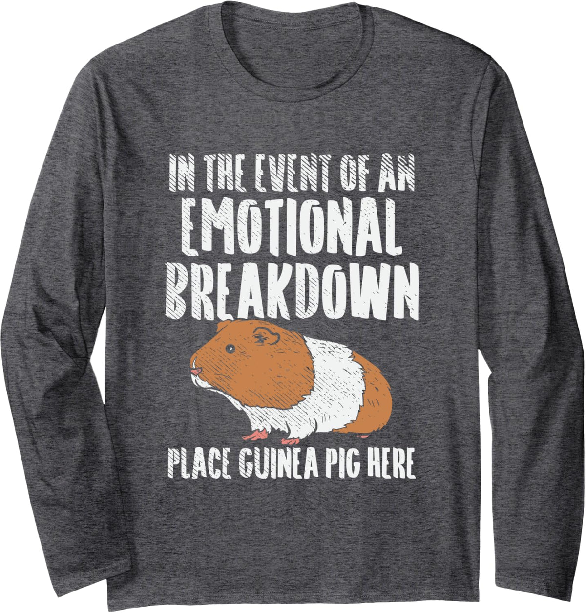 Cute Cavy Gift | Guinea Pig Long Sleeve T-Shirt - Adult Unisex Dark Heather Grey