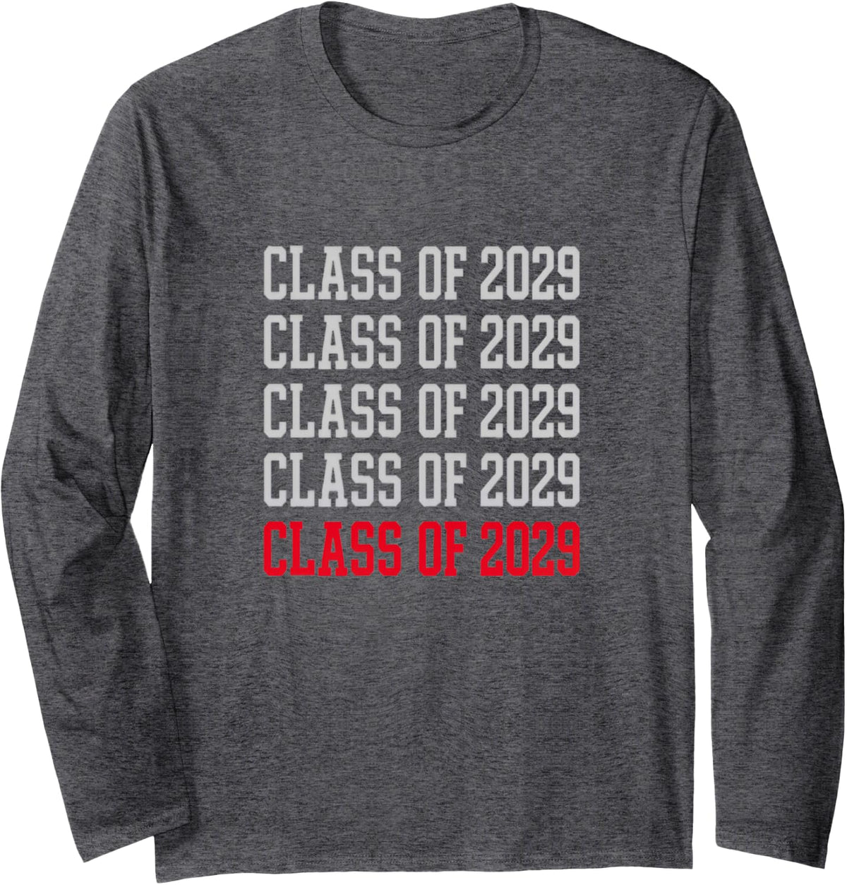 Class of 2029 Stacked Varsity 10th Grade School Sophomore Long Sleeve T-Shirt - Adult Unisex Dark Heather Grey