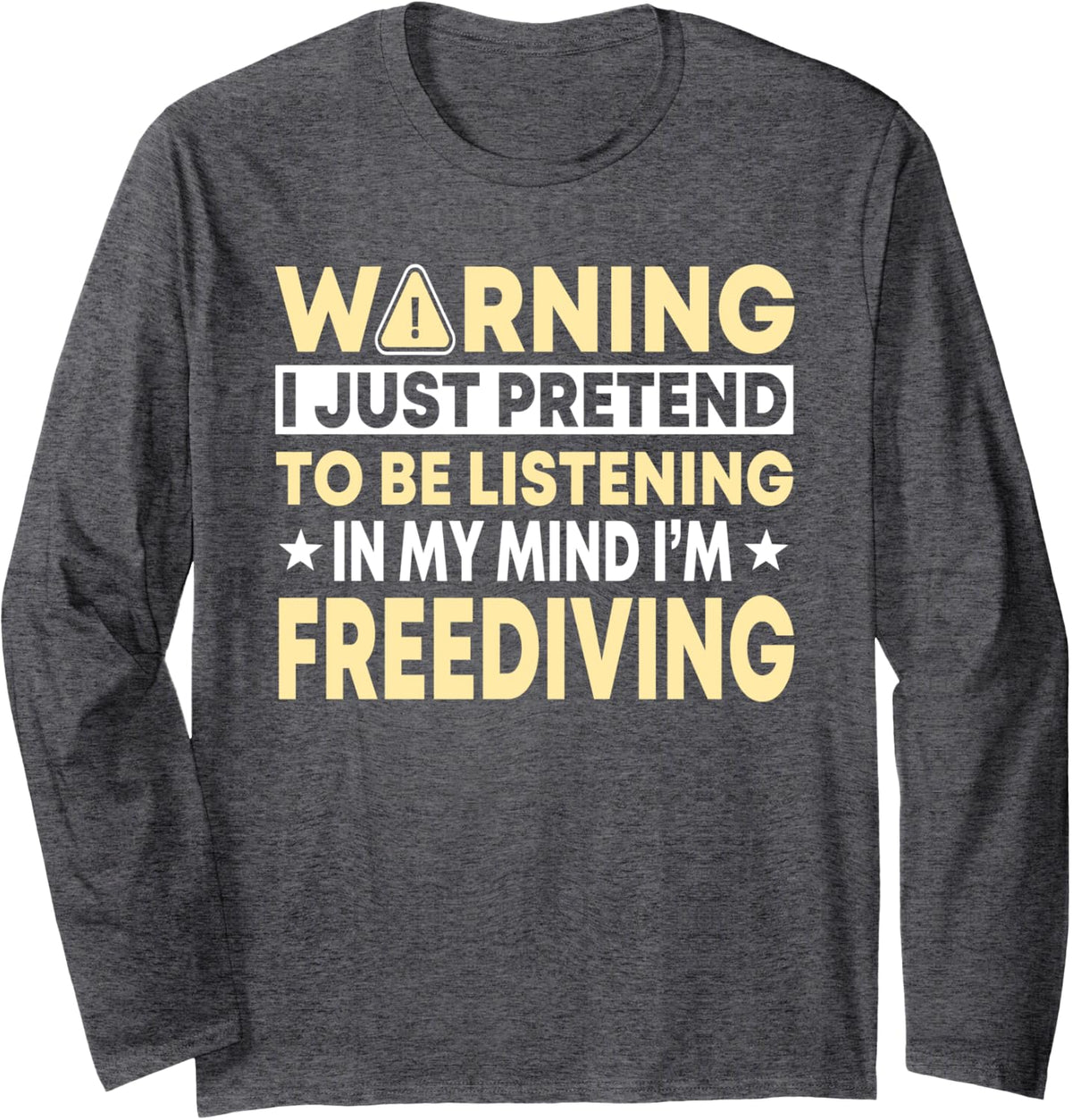 Freediving Swimmer Bather Diver Free-diving Lover Freediver Long Sleeve T-Shirt - Adult Unisex Dark Heather Grey