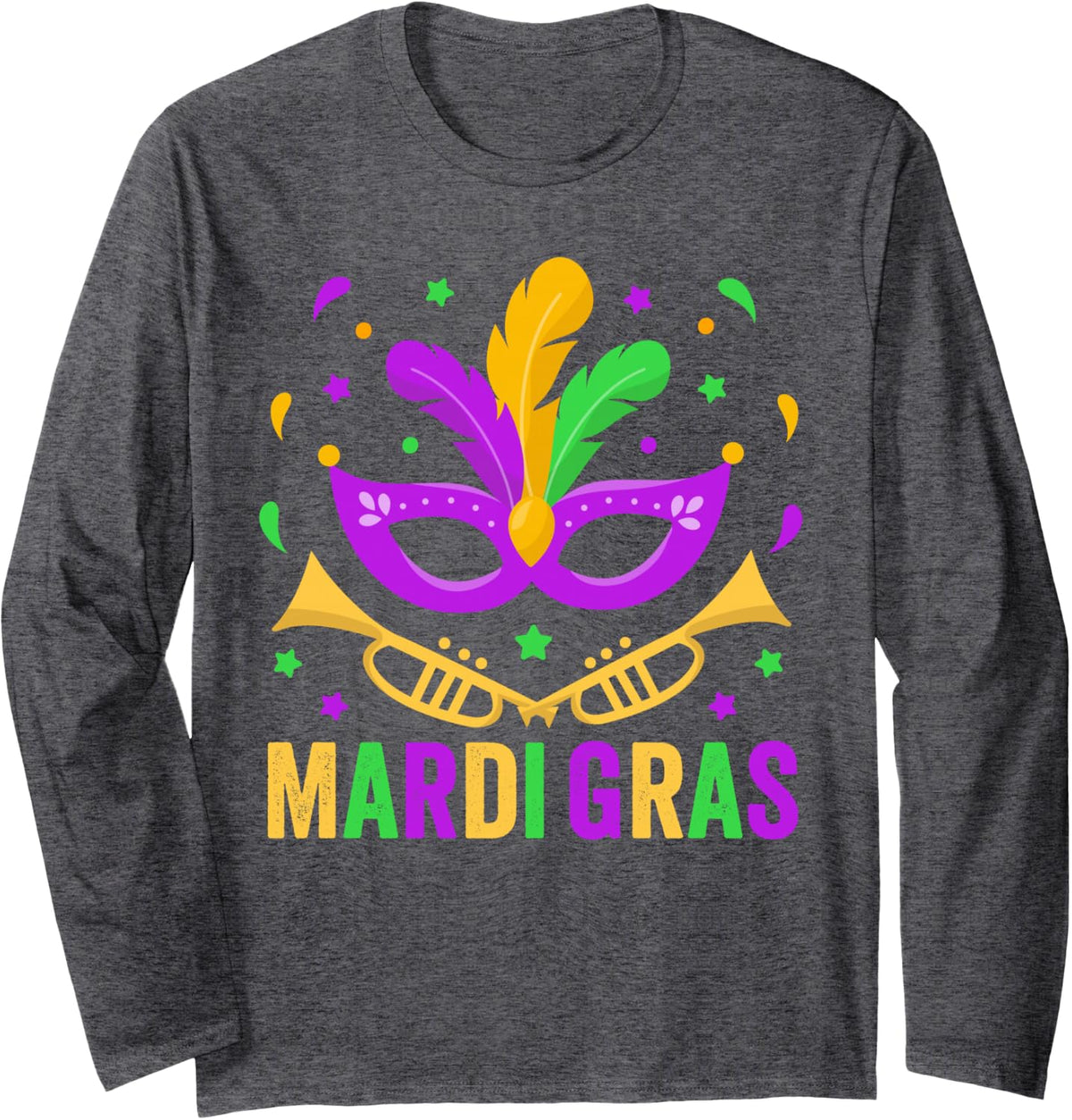 Mardi Gras 2025 Tshirts Women Mens Mardi Gras Shirt Kids Long Sleeve T-Shirt - Adult Unisex Dark Heather Grey