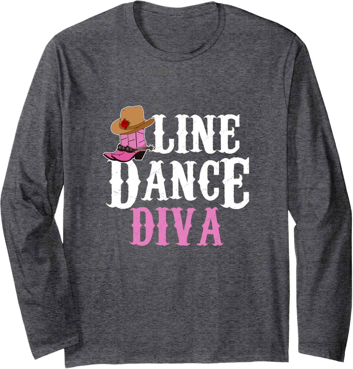 Line Dance Diva Long Sleeve T-Shirt - Adult Unisex Dark Heather Grey