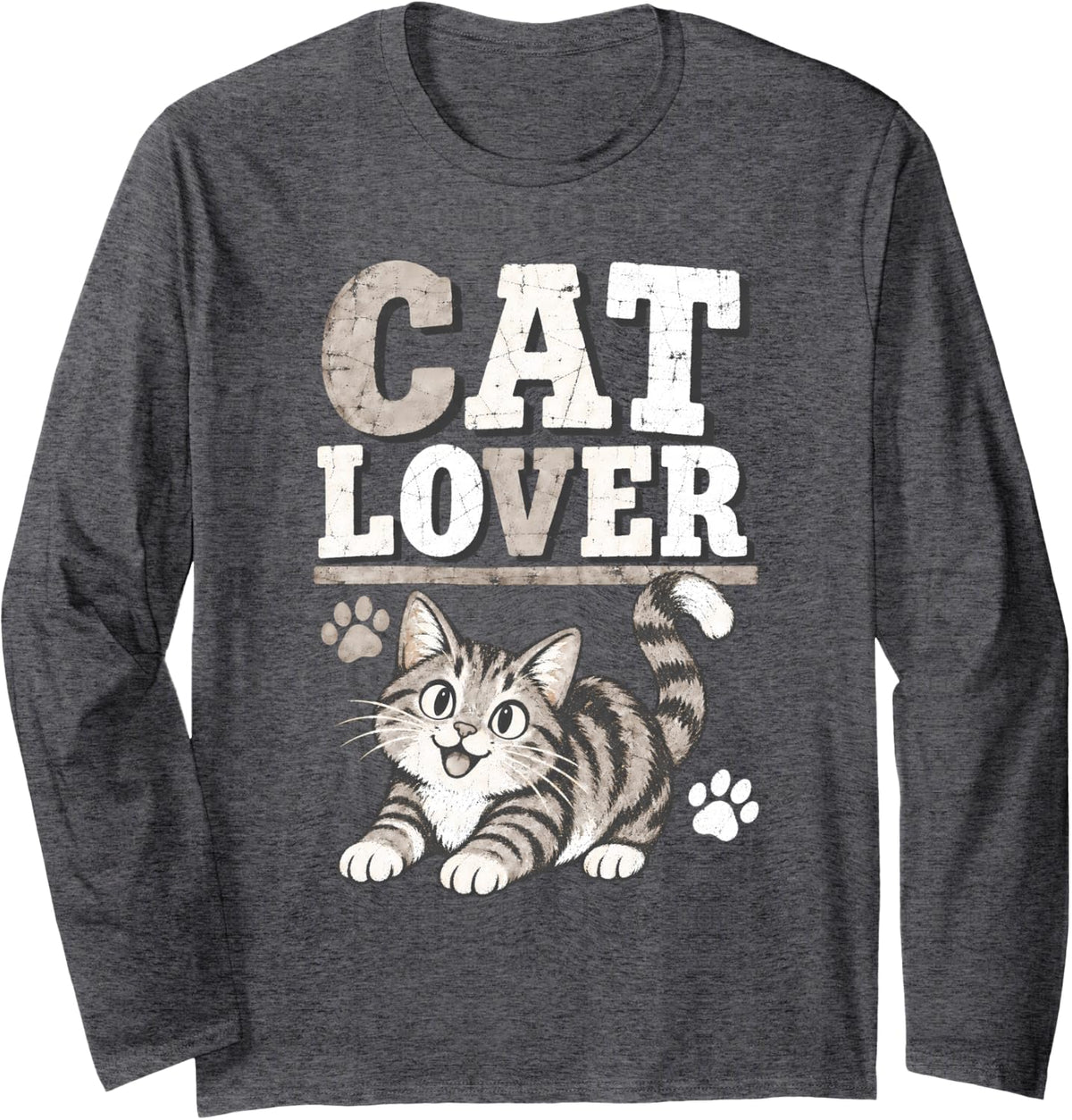 Cat Lover Funny Cat Cat Lovers Cat Meme Cat Dad Cute Cat Long Sleeve T-Shirt - Adult Unisex Dark Heather Grey
