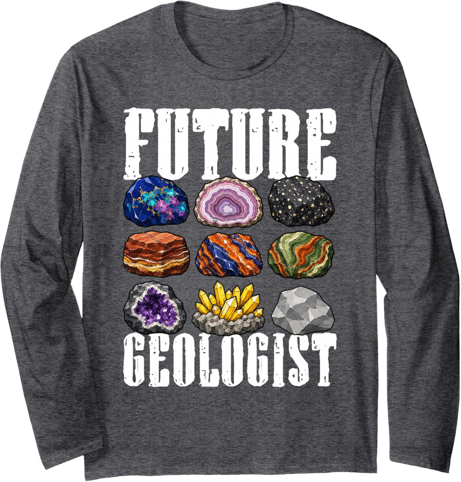 Future Geologist Student Earth Science Geology Long Sleeve T-Shirt - Adult Unisex Dark Heather Grey