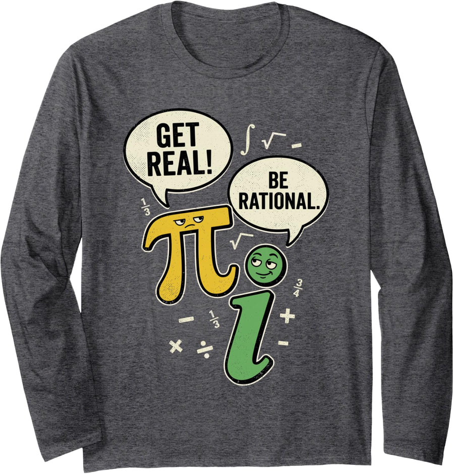 Funny Math Teacher Art for Men Women Math Lover Math Teacher Long Sleeve T-Shirt - Adult Unisex Dark Heather Grey