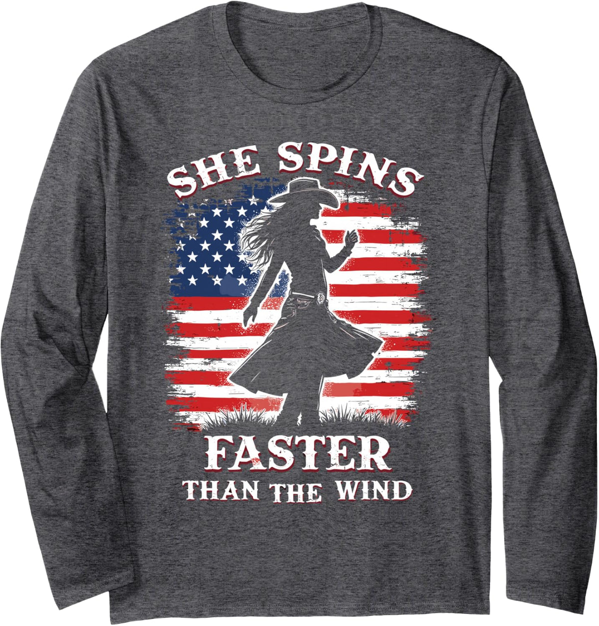 She Spins Faster Than The Wind Line Dance Long Sleeve T-Shirt - Adult Unisex Dark Heather Grey