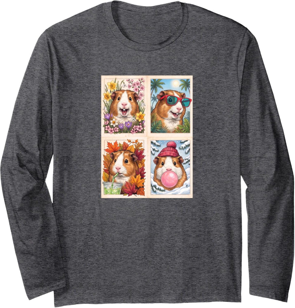 Guinea Pigs Funny Guinea Pig Long Sleeve T-Shirt - Adult Unisex Dark Heather Grey