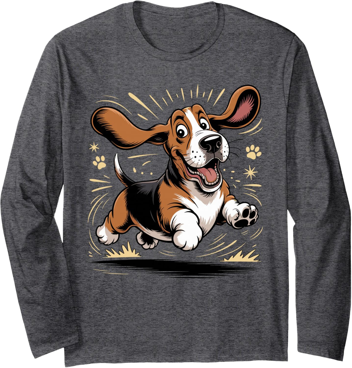 Basset Hound Zoomies Club Dog Lover Owner Hound Long Sleeve T-Shirt - Adult Unisex Dark Heather Grey