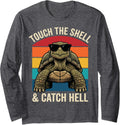 Funny Tortoise Pun, Funny Turtle Long Sleeve T-Shirt - Adult Unisex Dark Heather Grey