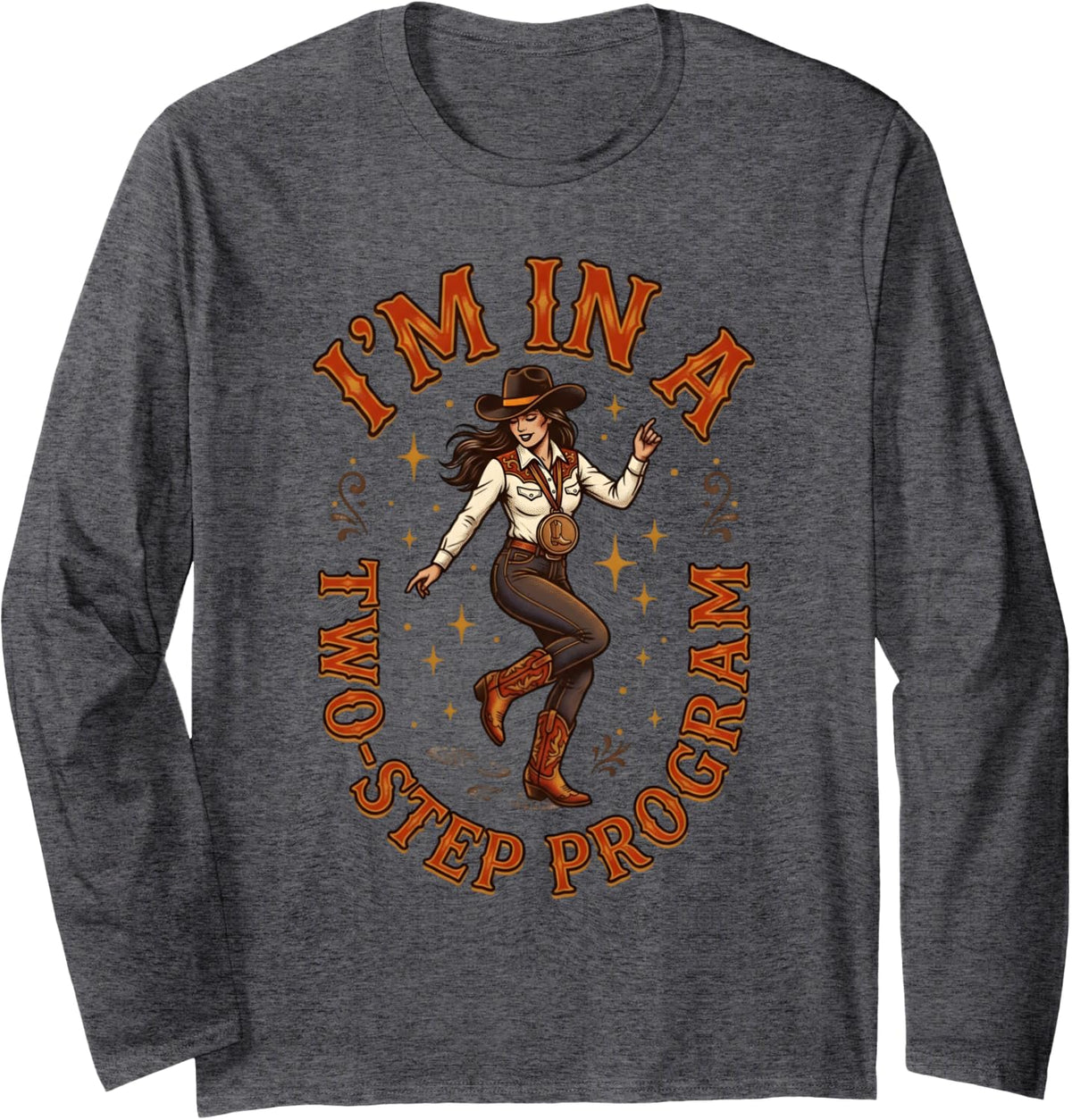 Line Dancer Two Step Line Dance Line Dancing Long Sleeve T-Shirt - Adult Unisex Dark Heather Grey