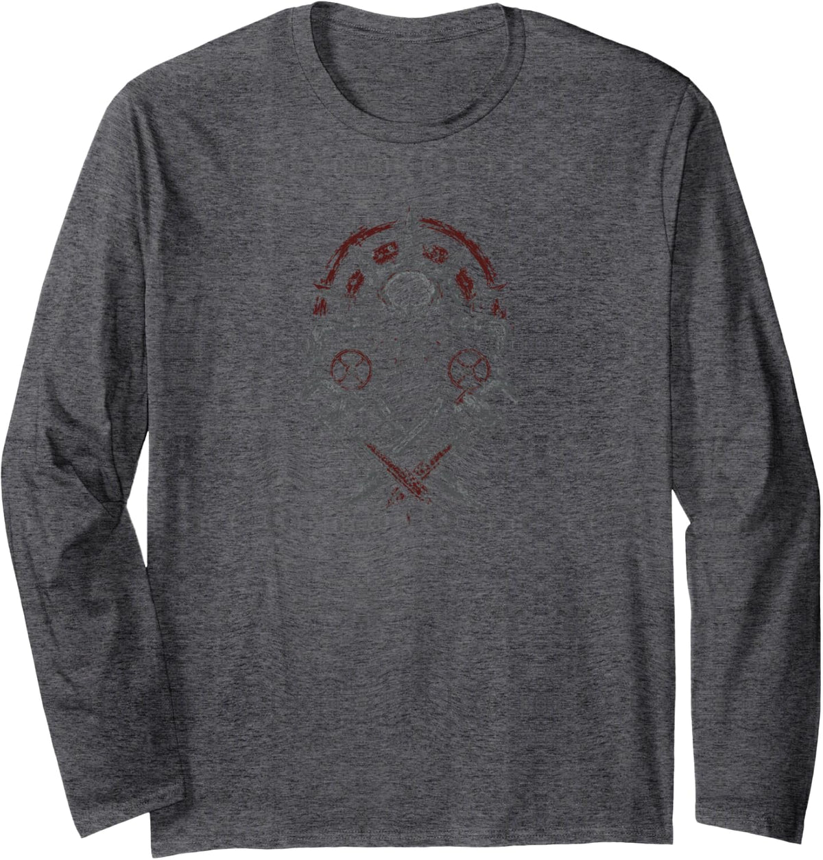 Pipefitter Skull Gothic Industrial Art Long Sleeve T-Shirt - Adult Unisex Dark Heather Grey