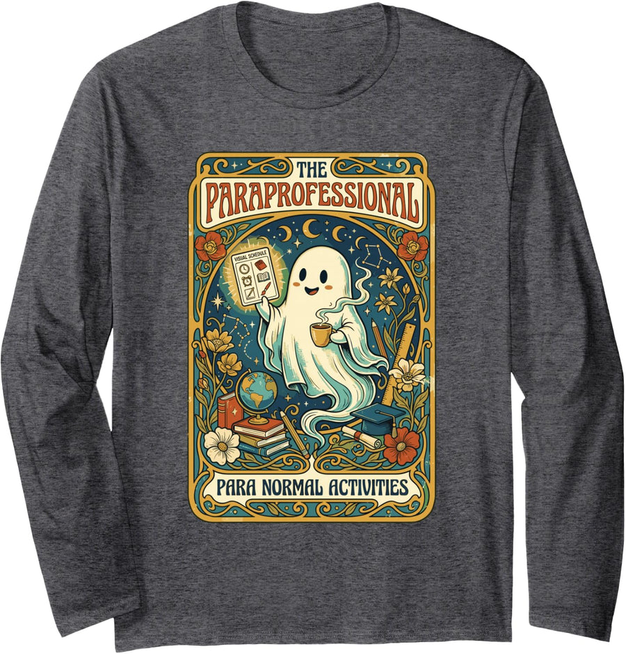 The Paraprofessional Tarot Card para Normal Activities Long Sleeve T-Shirt - Adult Unisex Dark Heather Grey