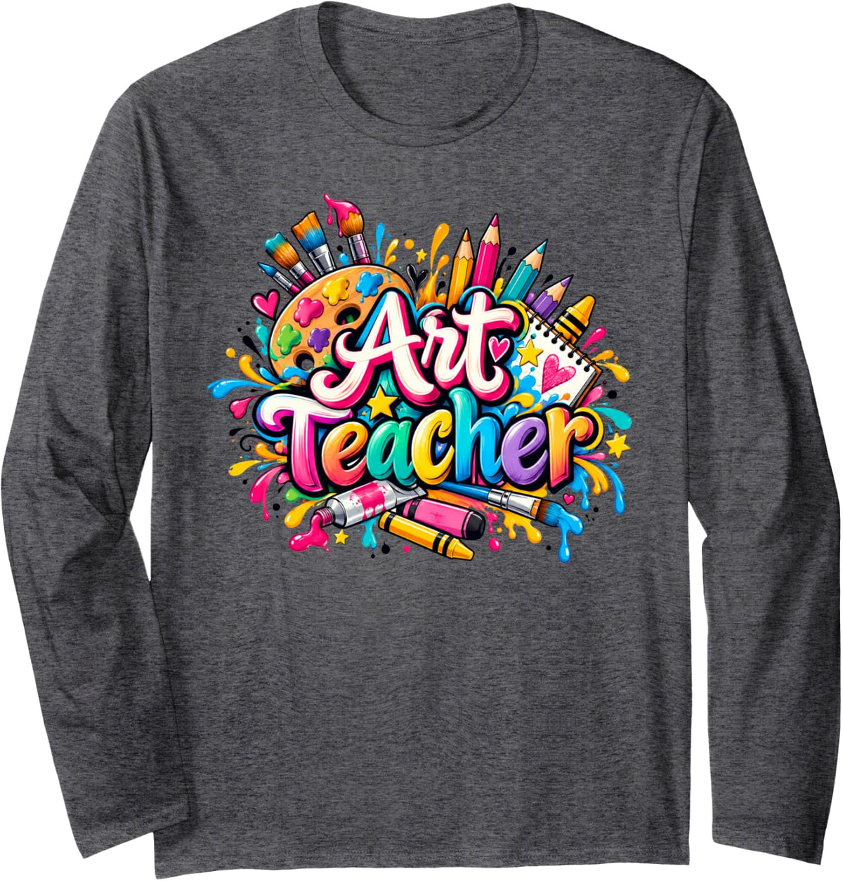 Art Teacher Artist Teacher School Teaching Future Artists Long Sleeve T-Shirt - Adult Unisex Dark Heather Grey