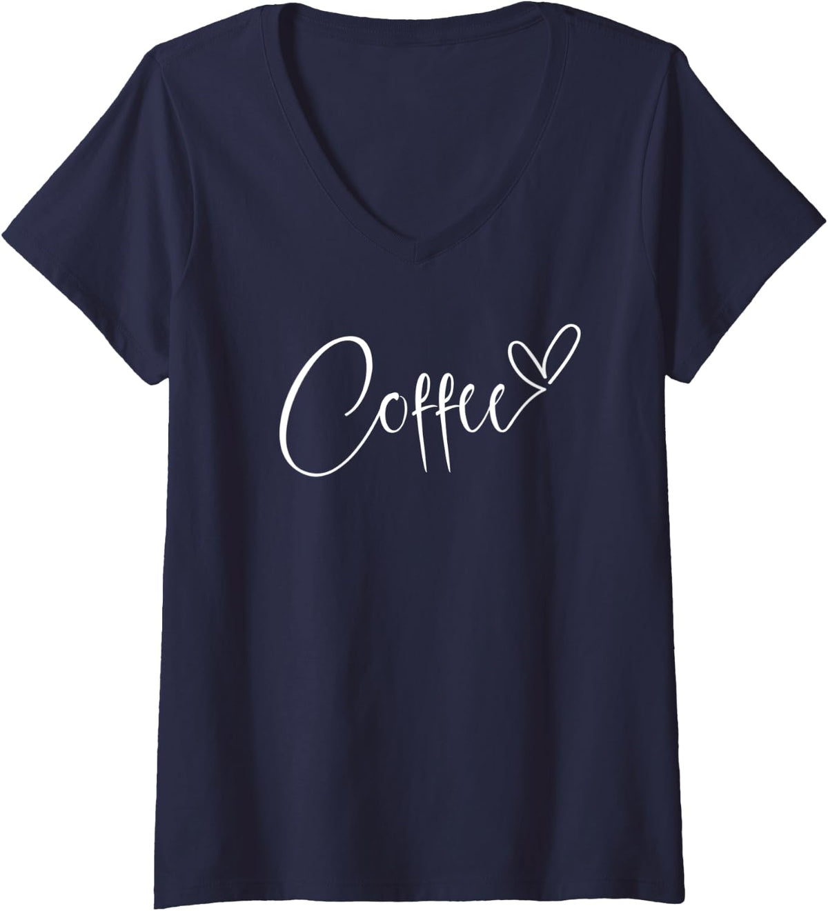Womens Love Coffee Cute Coffee Lover V-Neck T-Shirt - Navy Blue