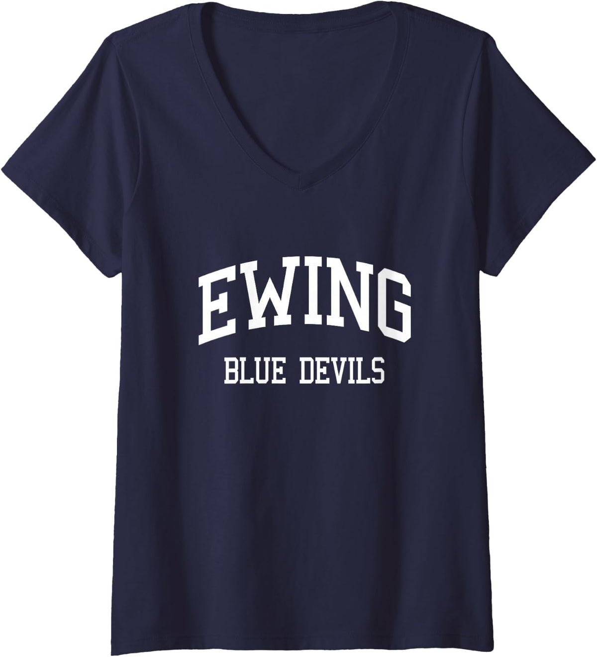 Women's Ewing High School HS Ewing NJ Retro Sports V-Neck T-Shirt - Navy Blue