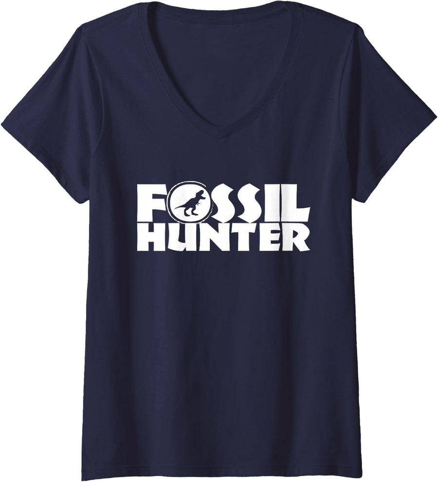 Women's Fossil Hunting T Stuff, Gear for Paleontologists & Geologist V-Neck T-Shirt - Navy Blue