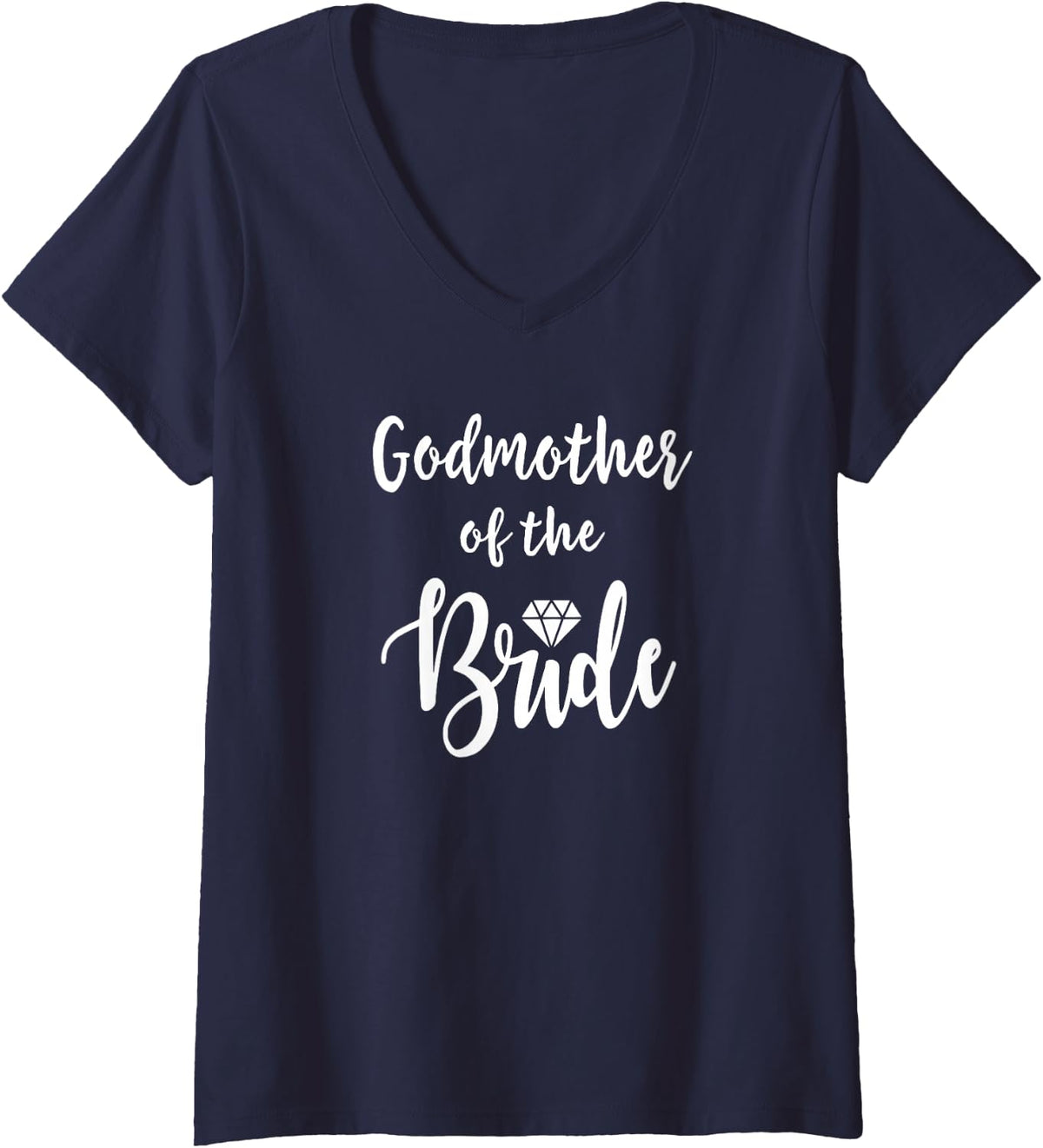 Women's Godmother Of The Bride Bridal Party Wedding Rehearsal V-Neck T-Shirt - Navy Blue