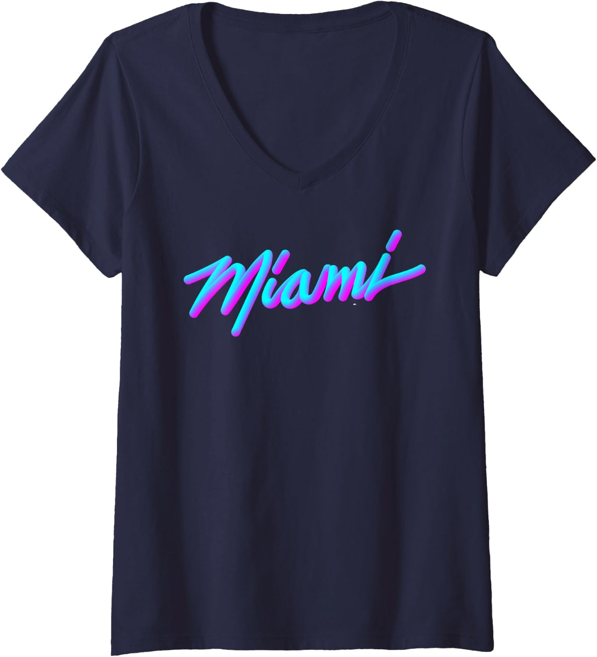 Womens Miami - Vaperwave Synthwave 80s Style Retro Design V-Neck T-Shirt - Navy Blue