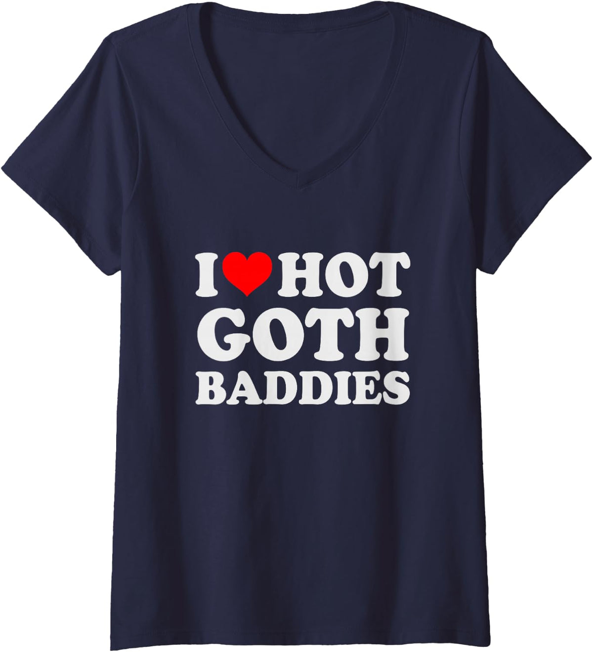 Women's I Love Heart Goth Baddies Hot Emo Alt Dark Edgy Colored Hair V-Neck T-Shirt - Navy Blue