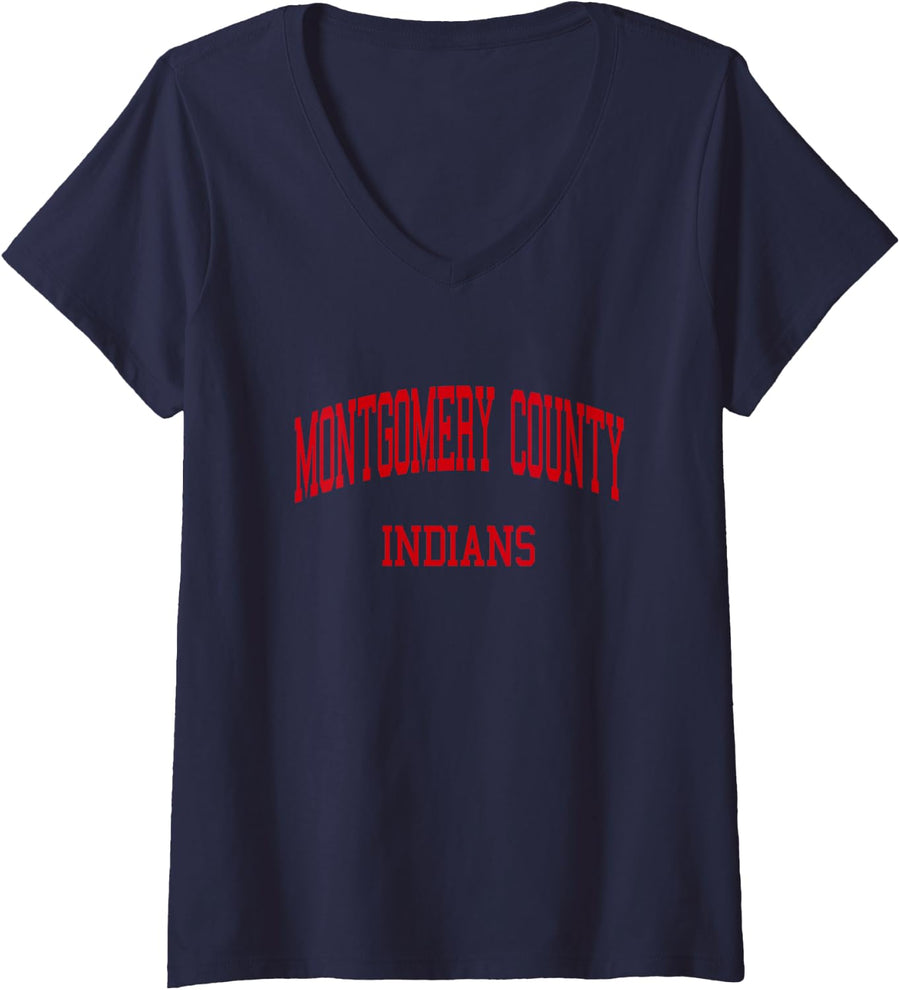 Women's Montgomery County High School HS Mt Sterling KY Retro Sports V-Neck T-Shirt - Navy Blue