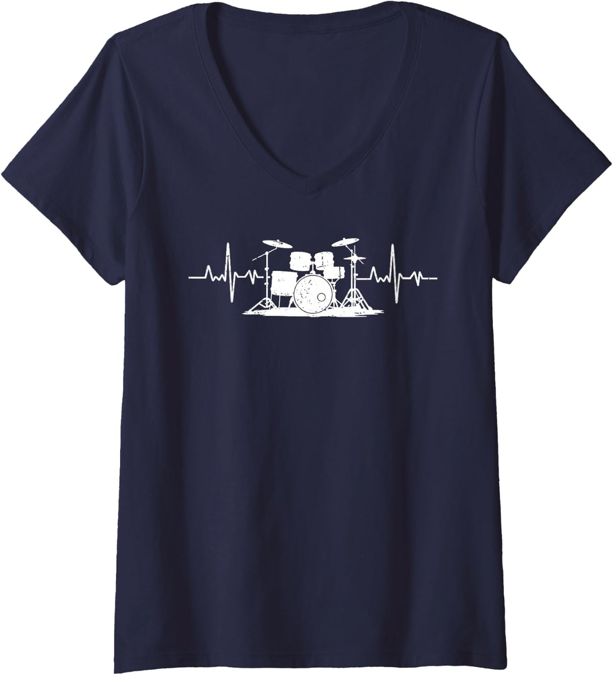 Women's Drum Set Art for Men Women Kids Drumming Percussionist V-Neck T-Shirt - Navy Blue