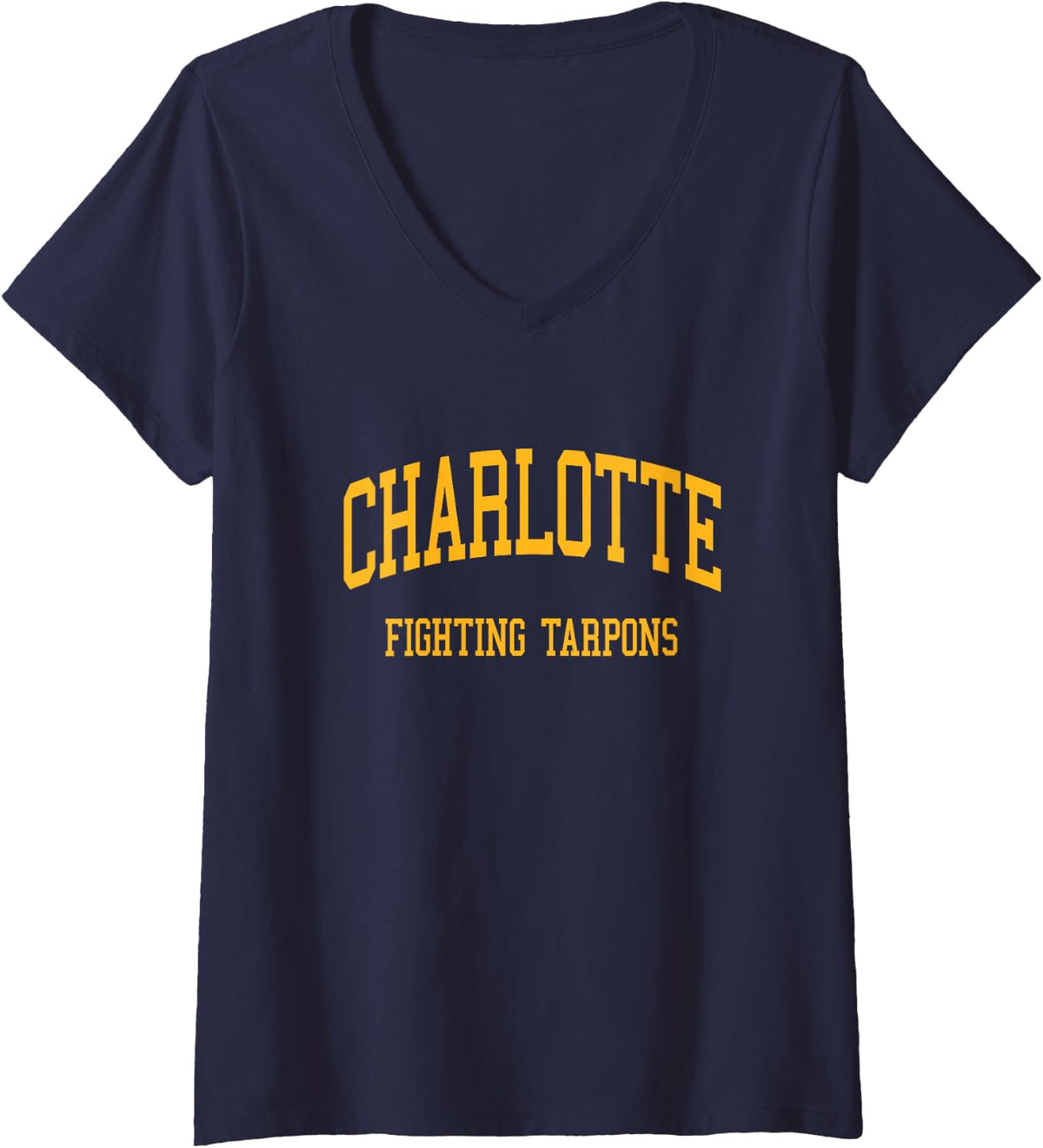 Women's Charlotte High School HS Punta Gorda FL Retro Sports V-Neck T-Shirt - Navy Blue