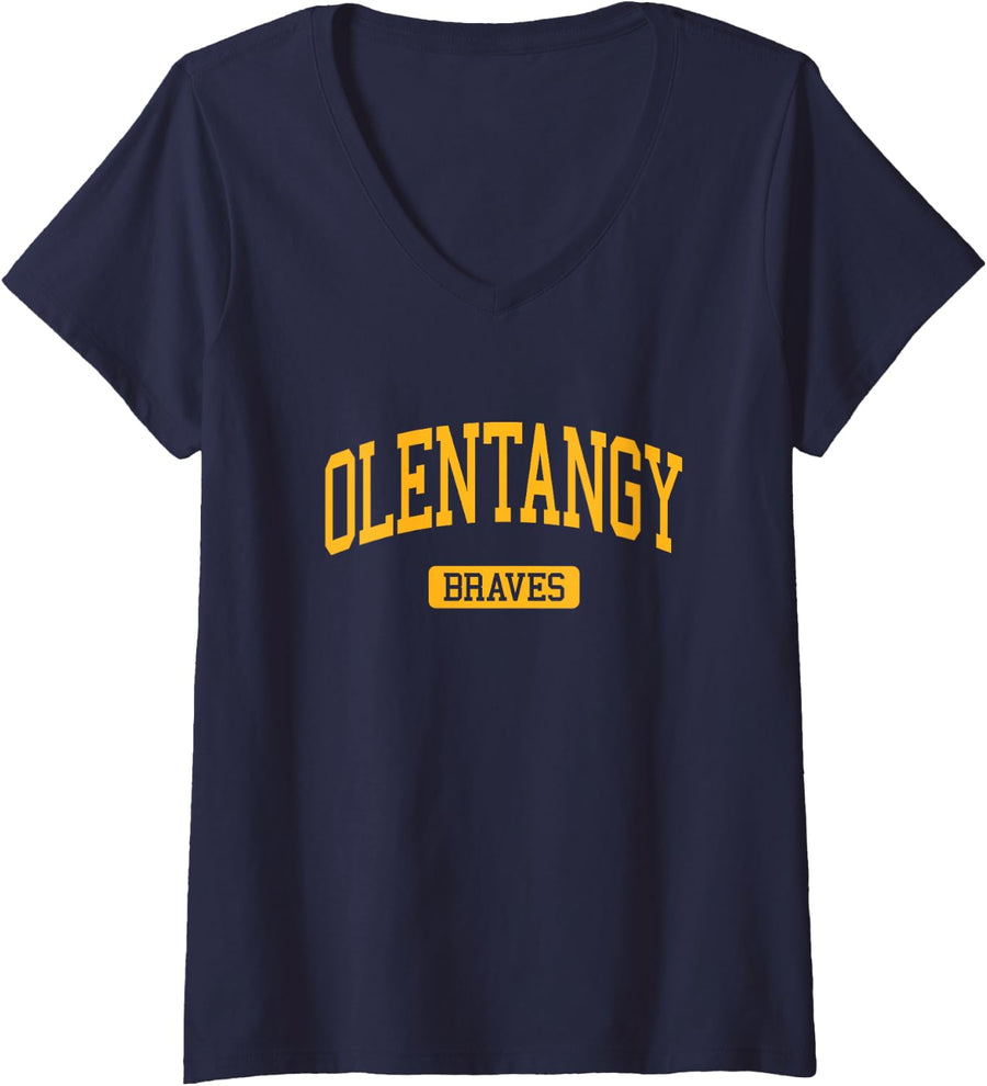 Women's Olentangy High School HS Lewis Center OH Varsity Sports V-Neck T-Shirt - Navy Blue