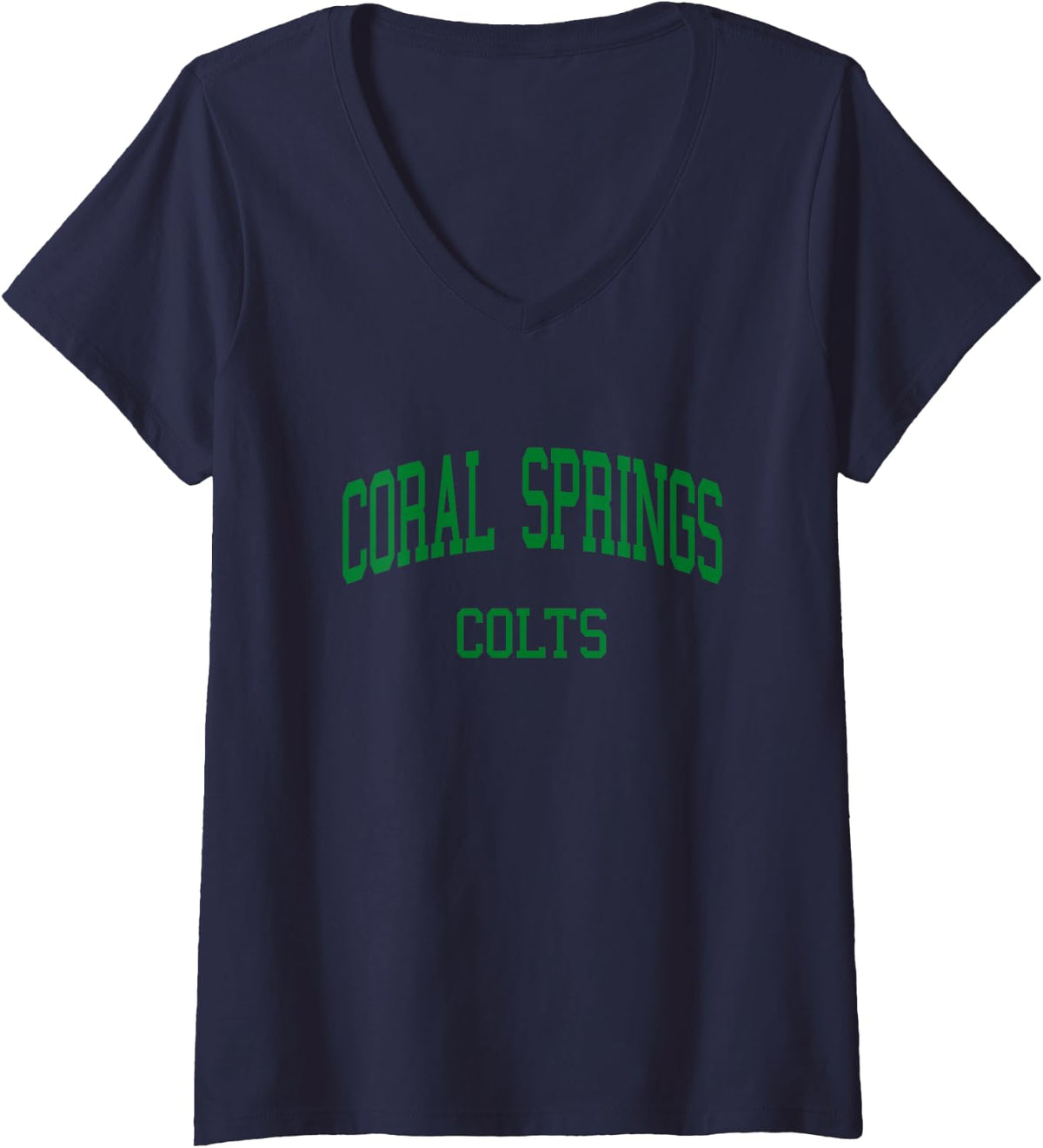 Women's Coral Springs High School HS Coral Springs FL Retro Sports V-Neck T-Shirt - Navy Blue