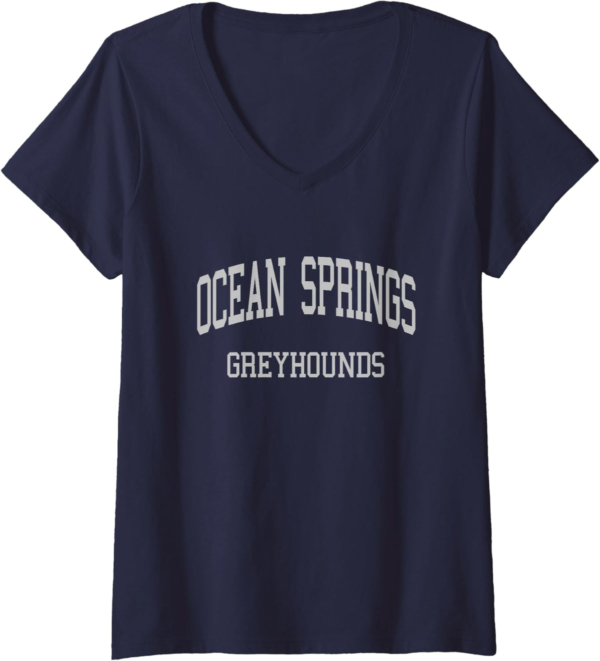 Women's Ocean Springs High School HS Ocean Springs MS Retro Sports V-Neck T-Shirt - Navy Blue