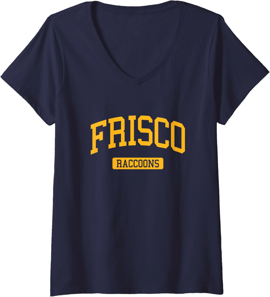 Women's Frisco High School HS Frisco TX Unisport V-Neck T-Shirt - Navy Blue