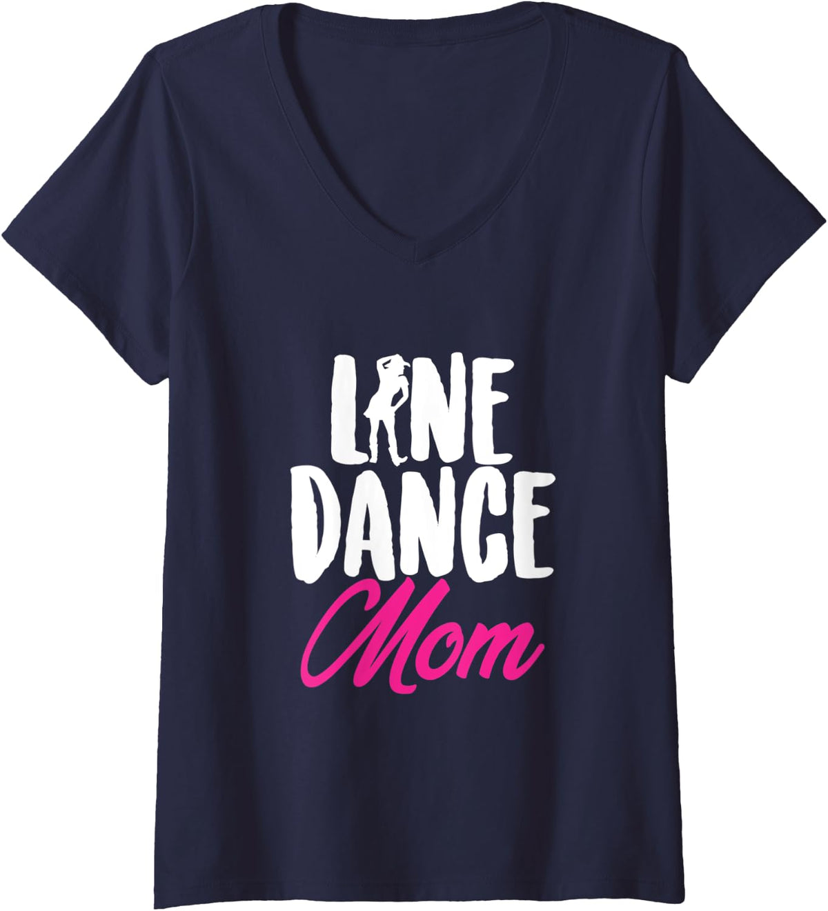 Womens Line Dance Mom Mother Woman Girl Dancer Dancing Western Gift V-Neck T-Shirt - Navy Blue