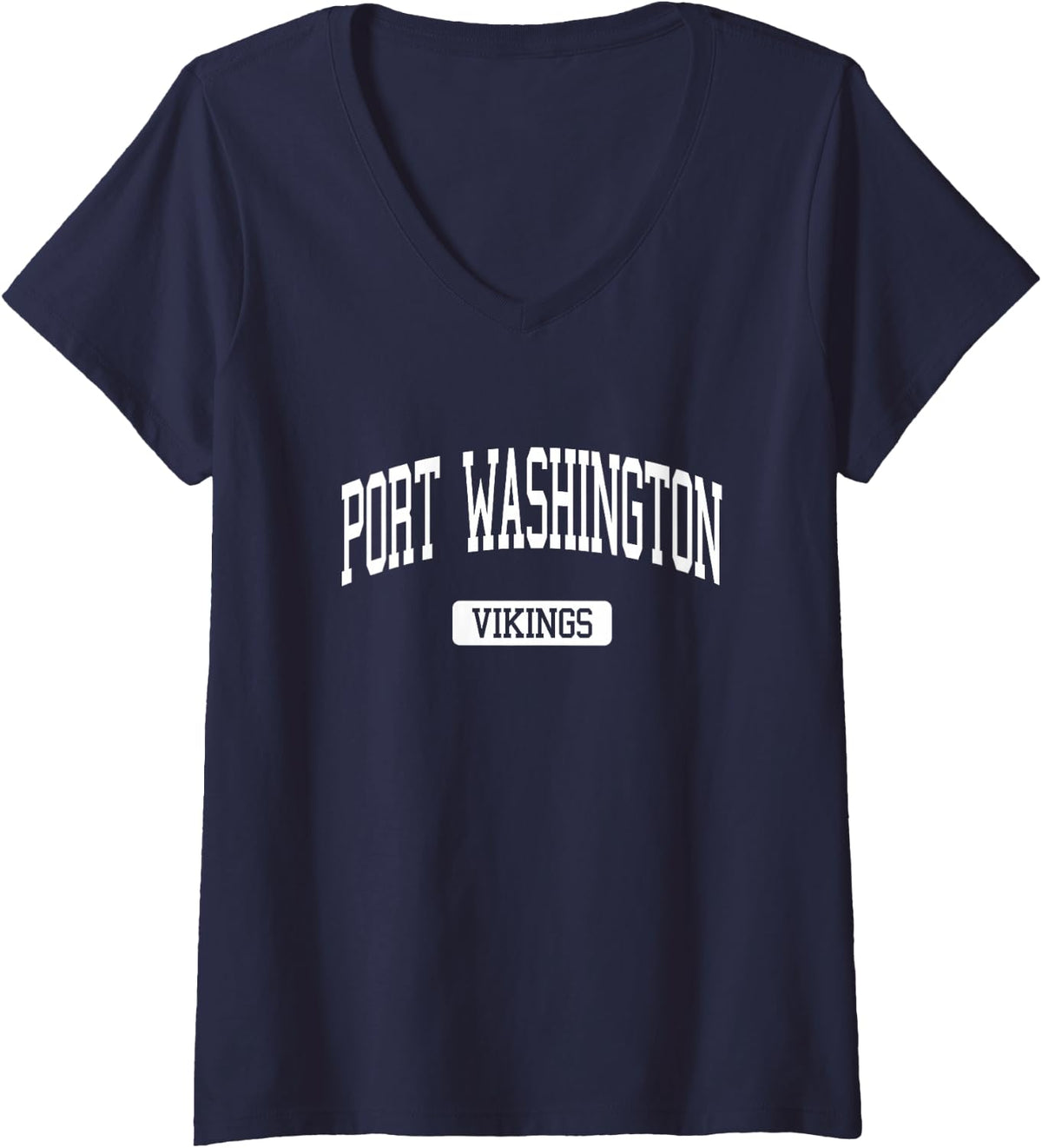 Women's Port Washington High School HS Port Washington NY Varsity Sp V-Neck T-Shirt - Navy Blue