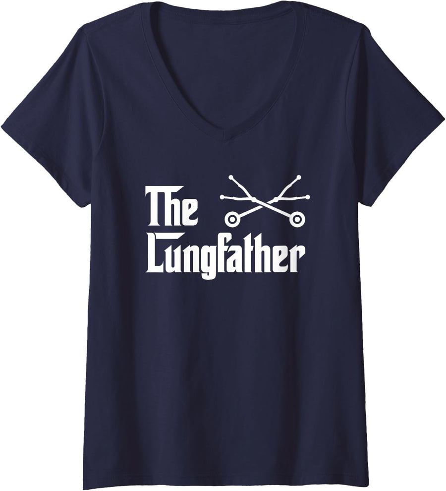 Women's Respiratory Therapist Gift for Men Funny RT Dad V-Neck T-Shirt - Navy Blue