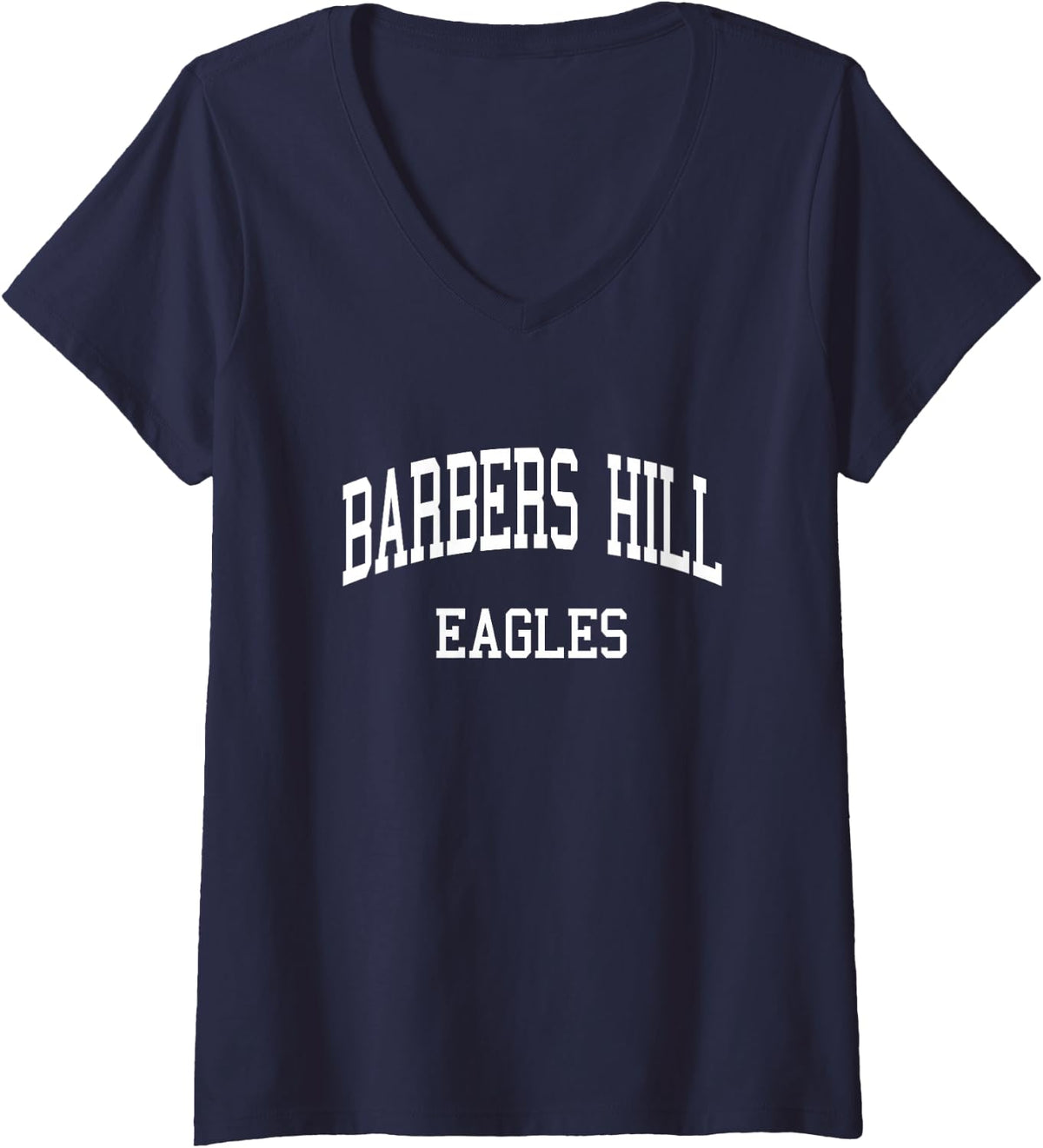 Women's Barbers Hill High School HS Mont Belvieu TX Retro Sports V-Neck T-Shirt - Navy Blue