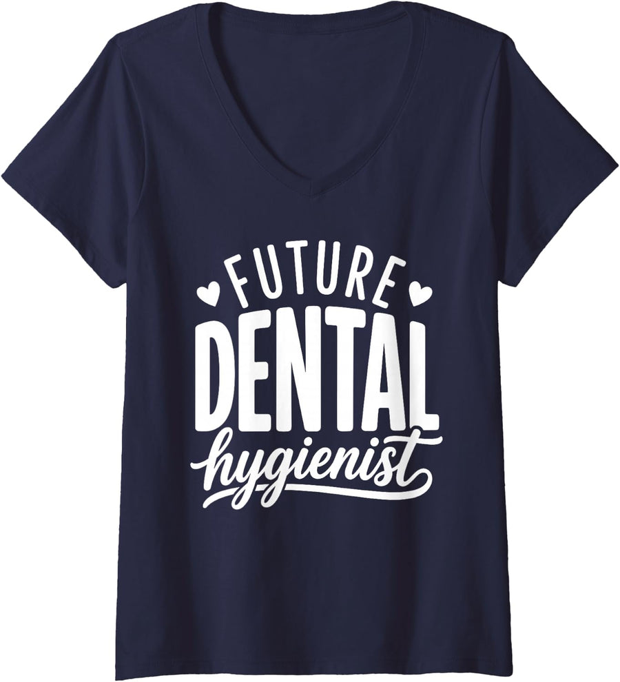 Women's Funny Dental Hygienist Design for Men Women Dental Hygiene V-Neck T-Shirt - Navy Blue
