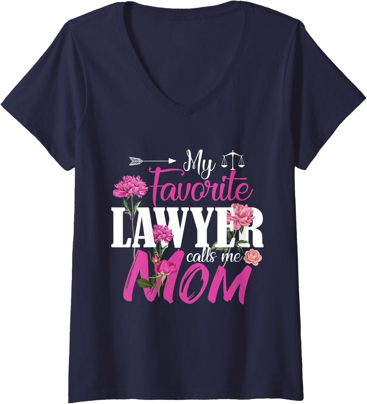 Womens My Favorite Lawyer Calls Me Mom Best Mothers Day Gifts V-Neck T-Shirt - Navy Blue