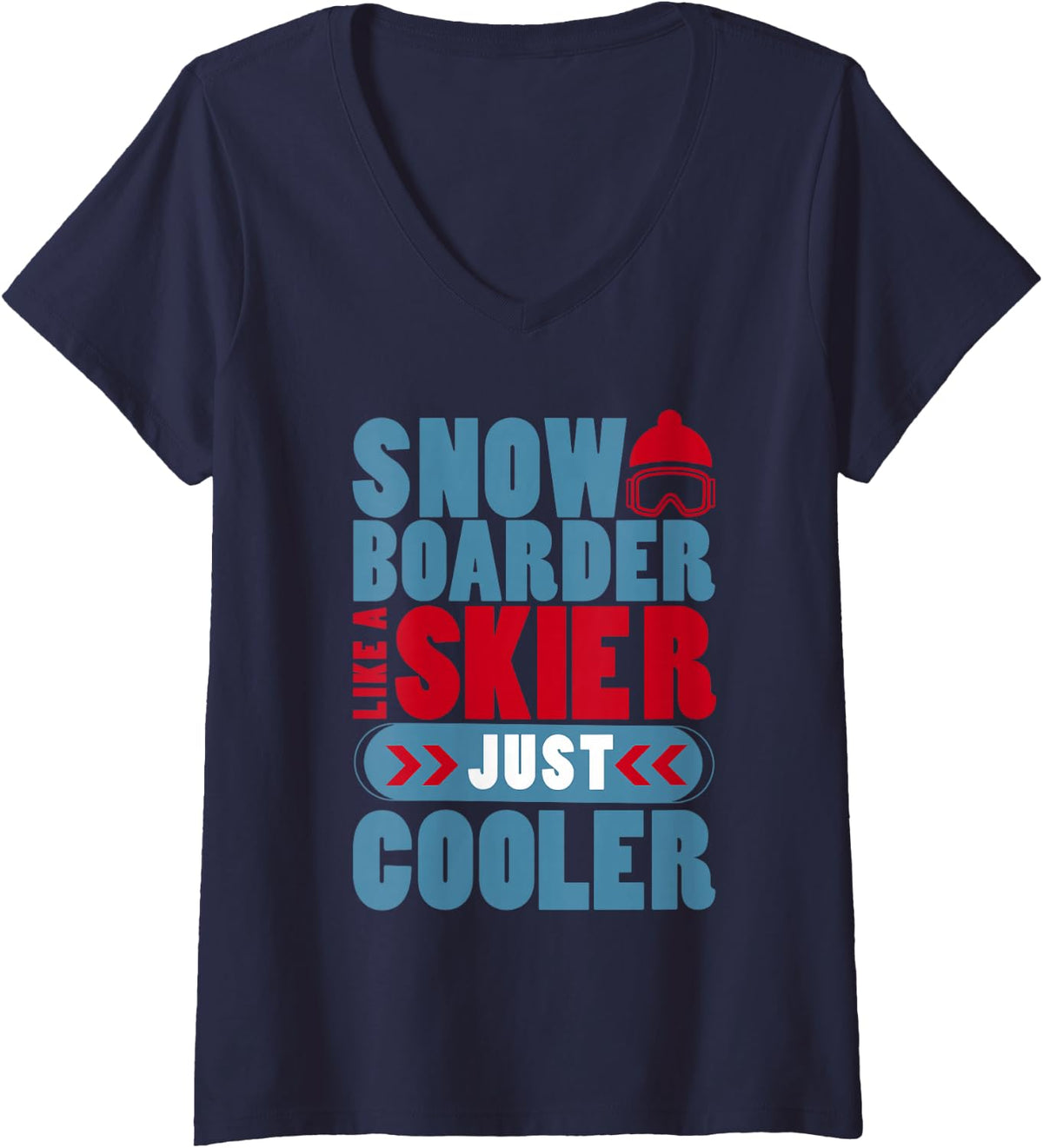 Women's Snowboarder Winter Sports Funny Quote Better Than Skiing V-Neck T-Shirt - Navy Blue
