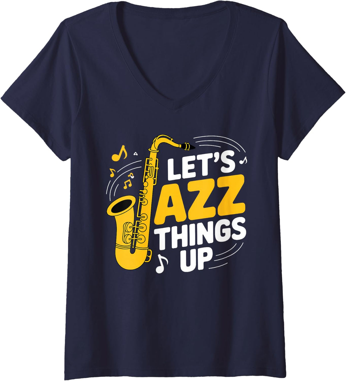Women's Best Jazz Art for Men Women Jazz Sax Musician Jazz Saxophone V-Neck T-Shirt - Navy Blue